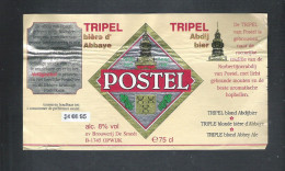 BROUWERIJ DE SMEDT - OPWIJK - POSTEL - TRIPEL - 75 CL  -   BIERETIKET  (BE 452) - Beer