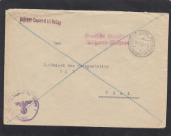 RESERVE LAZARETT III BRÜNN.BRIEF AN 2. ADMIRAL DER OSTSEESTATION IN KIEL. DEUTSCHE DIENSTPOST BÖHMEN UND MÄHREN.1944. - Occupation 1938-45