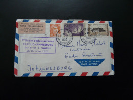 Lettre Premier Vol Première Liaison Aérienne Paris Johannesburg Oblit. 13 Aix En Provence 1953 - 1927-1959 Lettres & Documents