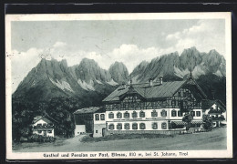 AK Ellmau, Partie Am Gasthof & Pension Zur Post Mit Gebirge Im Hintergrund  - Sonstige & Ohne Zuordnung