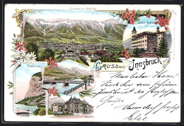 Lithographie Innsbruck, Stadtsäle, Innbrücke, Gesamtansicht Vom Berg Isel  - Other & Unclassified