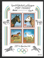 YEMEN (République Populaire Démocratique). Feuillet De 4 Valeurs De 1983. Chevaux. - Paarden