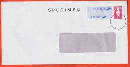 7232 / ⭐ ♥️ PAP 1993 Pret à Poster SPECIMEN MARIANNE De BRIAT Rouge Validité Permanente Enveloppe Avec Fenetre - Postdokumente