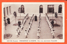 7382 / ⭐ ♥️ Peu Commun SOUSSE Tunisie Pensionnat SAINT-JOSEPH Cour Mouvement D'Ensemble Fillettes Bonnes-Soeurs - Tunisia