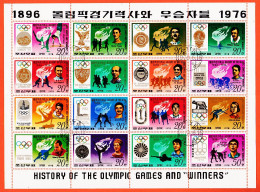 7361 / ⭐ Corée Nord Korea-North Block History Olympic Games Winners 1896-1976 Jeux Olympiques Bloc Luxe MNH**  - Korea, North