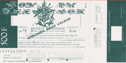 7208 / ⭐ BON TRESOR 5 Ans Specimen Sans Valeur 1970s LA POSTE 500 Frc Interet Progressif Instruction PTT - Autres & Non Classés