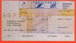 7212 / ⭐ ♥️ Norvege  Postgiro OSLO Specimen Postcheque Photocopie  Outil Dictatique PTT Instruction LA  POSTE - Cheques En Traveller's Cheques