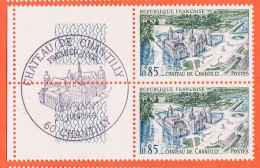 7322 / ⭐ 1er Jour Bord Feuille Paire Yvert Y-T 1584 Obliteration Premier Jour 21-06-1969 Chateau CHANTILLY Luxe MNH**  - Unused Stamps