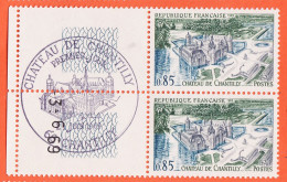7347 / ⭐ ♥️ Paire Coin Daté 3-6-69 Sur Obliteration 1er Jour Yvert Y-T N° 1584  21-06-1969 Chateau CHANTILLY Luxe MNH**  - Unused Stamps