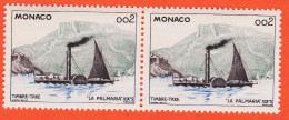7291 / ⭐ Paire Monaco 1960 Timbre-Taxe 0.02 Paddle Steamer à Voile LA PALMARIA XIXe Siècle Yvert Y-T N° 57 LUXE MNH**  - Strafport
