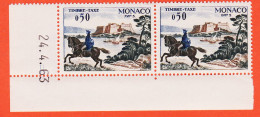 7294 / ⭐ Coin Daté 24.4.63 Paire Monaco 1960 Timbre-Taxe 0.50 Messager à Cheval XVIIe Yvert Y-T N° 61 LUXE MNH**  - Segnatasse