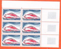 7366 / ⭐ FRANCE 1974 Coin De Feuille De 6 Timbres 0.60 Fr TURBOTRAIN T-G-V 001 Y-T N° 1802 LUXE MNH NEUF** Cote 11 - Ungebraucht