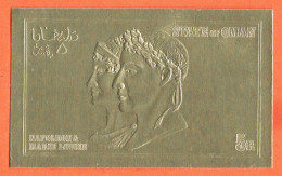 7280 / ⭐ ♥️ Rare NAPOLEON & MARIE-LOUISE  Timbre ** Gauffré OR DHUFAR 5 Rial State Of OMAN Non-Dentelé Gold Stamp Mint  - Napoleone