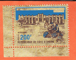 7300 / ⭐ Bord Feuille COTE IVOIRE Y&T 52 ** Poste Aérienne 11è Anniversaire INDEPENDANCE 200 Fr Gaufré Papier OR Gold - Côte D'Ivoire (1960-...)