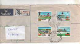 4 Timbres , Stamps " Aéroport  International De Kotoka "sur Lettre Recommandée , Registered Cover , Mail Du 4/5/70 - Ghana (1957-...)