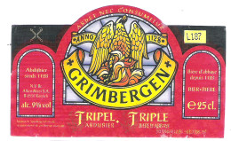 GRIMBERGEN ABDIJBIER - TRIPEL - 25 CL  -  BIERETIKET  (BE 490) - Beer