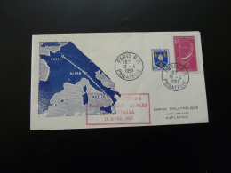 Lettre Premier Vol First Flight Cover Paris Napoli Alitalia 1957 - Premiers Vols