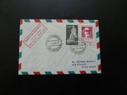 Lettre Premier Vol First Flight Cover Vatican Nice Via Roma Caravelle Air France 1959 - Lettres & Documents