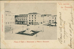 SASSARI - PIAZZA ITALIA E MONUMENTO A VITTORIO EMANUELE - EDIZIONE TANFANI - SPEDITA 1901 (20955) - Sassari