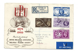 GREAT BRITAIN UNITED KINGDOM UK ENGLAND - 1949 FULL SET ON REGISITERED AIRMAIL COVER TO USA - Brieven En Documenten