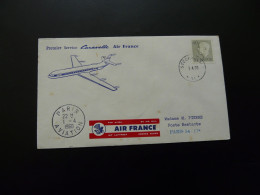 Lettre Premier Vol First Flight Cover Stockholm Paris Caravelle Air France 1960 - Brieven En Documenten