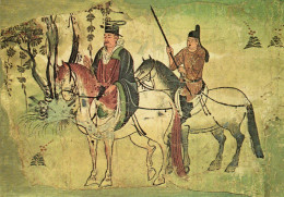 CPM - R - PARIS - MUSEE GUIMET - DEUX CAVALIERS DANS UN PAYSAGE - CHINE  - VIIIeme SIECLE - PEINTURE SUR PAPIER - Malerei & Gemälde