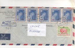 6 Timbres , Stamps " Shah ?? , Lion Sur Lettre Recommandée , Registered Cover , Mail Du ? - Iran