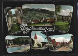 AK Schnaittach, Gesamtansicht, Schwimmbad, Marktplatz, Festung Rothenberg  - Autres & Non Classés