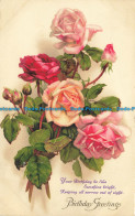 R656083 Birthday Greetings. Roses. Postcard - World
