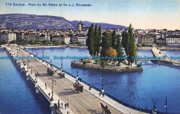 R655403 Geneve. Pont Du Mt. Blanc Et Ile J. J. Rousseau. Phototypie Co - World