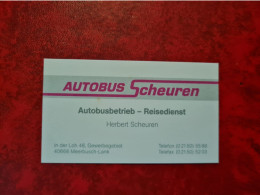 Carte De Visite AUTOBUS SCHEUREN AUTOBUSBETRIEB HERBERT SCHEUREN MEERBUSCH - Visiting Cards