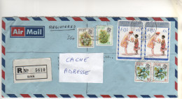5 Timbres , Stamps " Fleurs , Oiseau , Jubilée Argent Elisabeth II " Sur Lettre Recommandée , Registered Cover 1/6/77 - Fidschi-Inseln (...-1970)