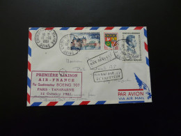 Lettre Premier Vol First Flight Cover Paris Madagascar Boeing 707 Air France Oblit. 77 Champigny Sur Marne 1961 - First Flight Covers