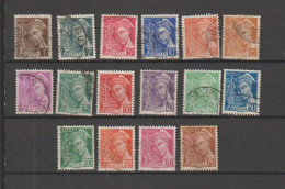 1938 N°404 à 416A     Type Mercure  Oblitérés  (lot 547) - Used Stamps
