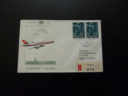 Lettre Premier Vol First Flight Cover Liechtenstein To Philippines Via Geneve Swissair 1961 - Covers & Documents