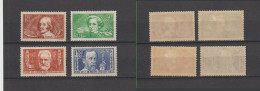 1936 N°330 à 333   Chomeurs Intellectuels  Neufs *  (lot 209) - Unused Stamps