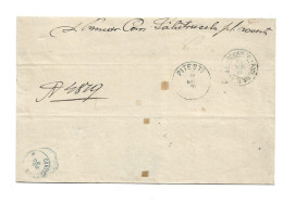 ROMANIA - 1878 EXOFFO LETTER FROM PITESTI VIA CURTEA DE ARGES THIBLE CANCEL DEGETAR RURAL CANCEL PL LOVISTE ARGES - 1858-1880 Moldavia & Principality