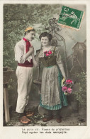 COUPLES - Rose Du Printemps - Moulins Et Fleurs - Carte Postale Ancienne - Couples