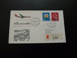 Lettre Premier Vol First Flight Cover Geneve Nice Caravelle Swissair 1964 - First Flight Covers