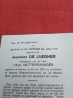 Doodsprentje Jeannine De Jaegher / Hamme 30/5/1931 - 25/2/1976 ( Paul Mettepenningen ) - Religion &  Esoterik