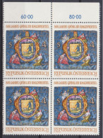1982 , Mi 1706 ** (1) - 4er Block Postfrisch -  800 Jahre Marktort Gföhl Im Waldviertel - Unused Stamps