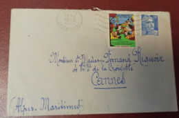 ENVELOPPE LETTRE 1952 - Dedan (08) - 15F Bleu Marianne De Gandon Et Vignette 10 Francs Jeunesse En Plein Air - RIQUOIR - Mechanical Postmarks (Other)