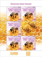 Poland Polen Pologne 2024 World Bee Day Sheetlet Of 5 Stamps And Label MNH - Honingbijen