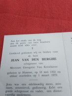 Doodsprentje Jean Van Den Berghe / Hamme 18/5/1922 - 1/3-1979 ( Georgette Van Kerschaver ) - Religion & Esotérisme