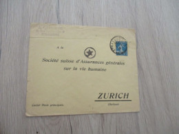 Lettre France Strasbourg Pour Zurich 1919 TP Seumeuse Cachet En étoile à Voir - 1877-1920: Semi Modern Period