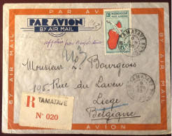 Madagascar, Divers Sur Enveloppe De TAMATAVE 8.6.1935 Pour Liège, Belgique - (B2873) - Luchtpost