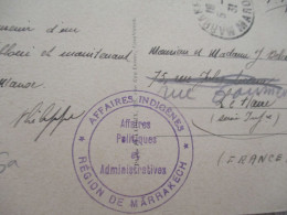 Sur CPA Marrakech En FM Cachet Bleu Affaires Indigènes Affaires Politiques Administratives 1931 - 1921-1960: Modern Tijdperk