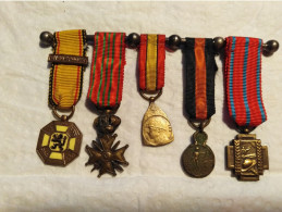 Vend 5 Médailles 1418 Plus Barrette En Réduction Belge - 1914-18