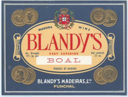 Portugal Etiquette Ancienne Blandy's Boal Vin Madeira Madère Wine Old Label - Andere & Zonder Classificatie