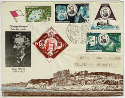 Monaco 1955, Brief Ersttag Jules Verne Monaco - Celerina (Schweiz) - FDC
